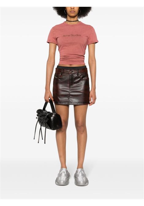 t-shirt blurred logo donna salmone in cotone ACNE STUDIOS | AL0353CTB